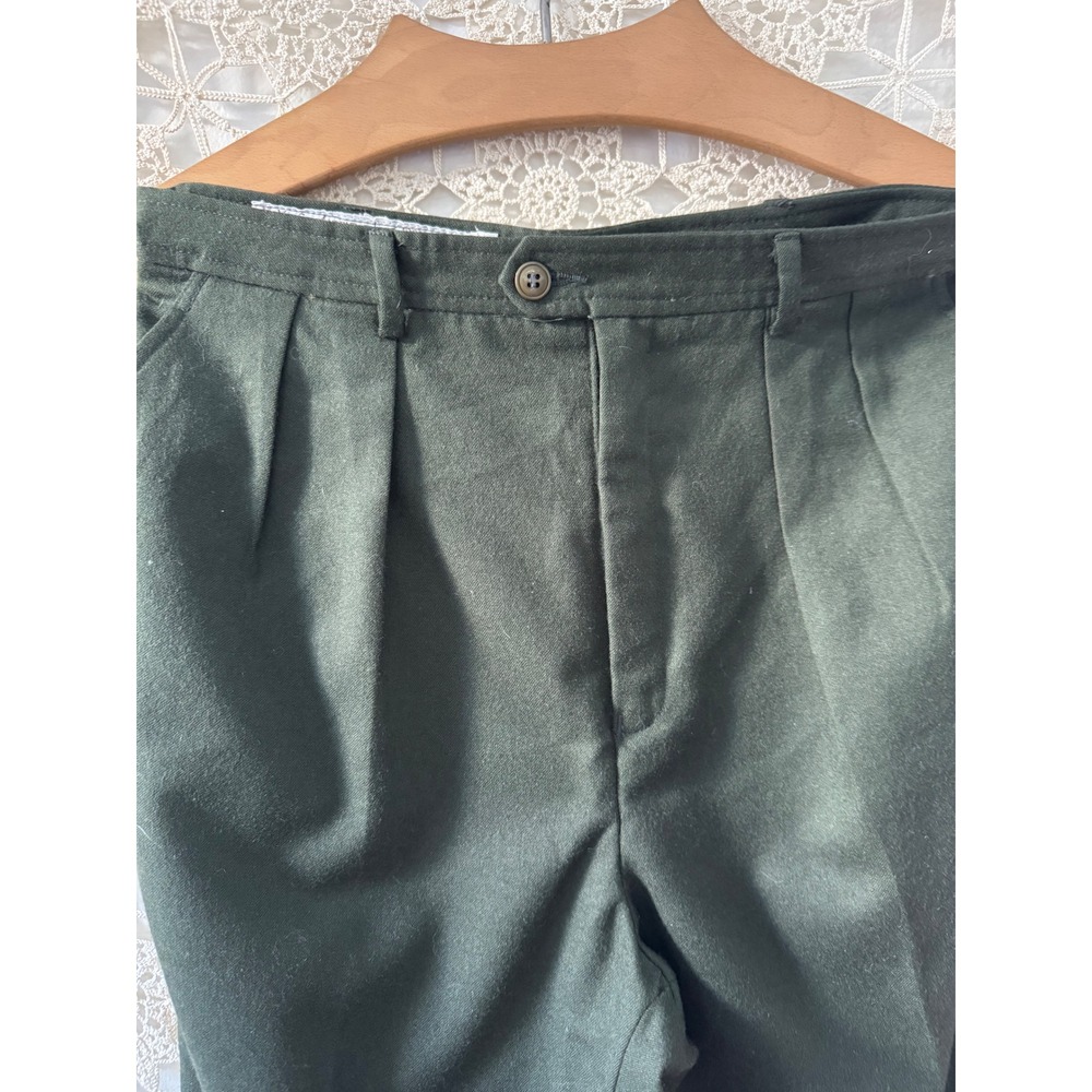 Vintage 70's Yves Saint Laurent Pleated Wool Dress Pants Size 12 Green - Picture 2 of 9